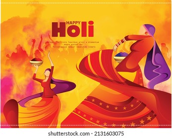 illustration of Happy Holi background card design for color festival of India 