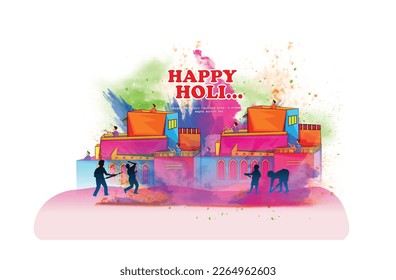 illustration of Happy Holi background card design for color festival of India 