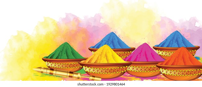 illustration of Happy Holi with background color festival of India, Hindi Holi Hain meaning Its Holi 