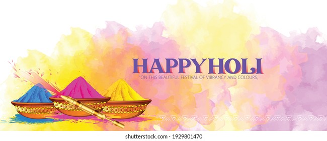 illustration of Happy Holi with background color festival of India, Hindi Holi Hain meaning Its Holi 