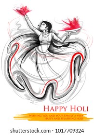 illustration of Happy Holi Background  for Festival of Colors celebration greetings