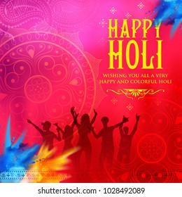 illustration of Happy Holi Background  for Festival of Colors celebration greetings