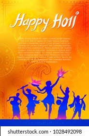 illustration of Happy Holi Background  for Festival of Colors celebration greetings