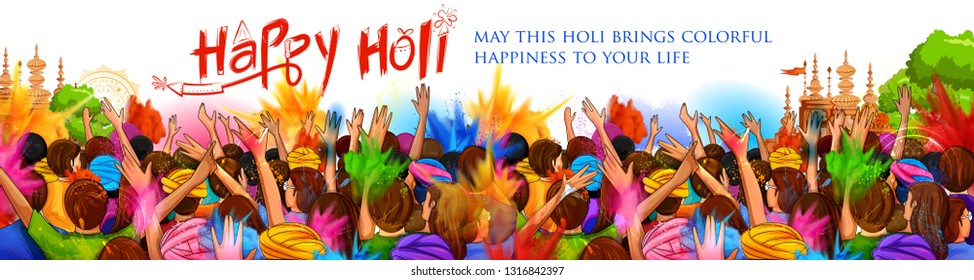 illustration of Happy Holi Background  for Festival of Colors celebration greetings