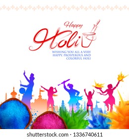 illustration of Happy Holi Background  for Festival of Colors celebration greetings