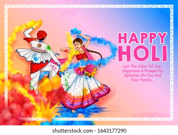 illustration of Happy Holi Background  for Festival of Colors celebration greetings