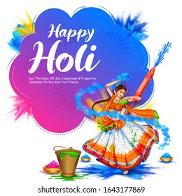 illustration of Happy Holi Background  for Festival of Colors celebration greetings