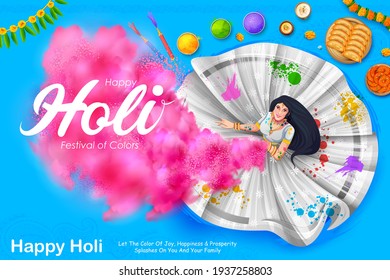 illustration of Happy Holi Background  for Festival of Colors celebration greetings