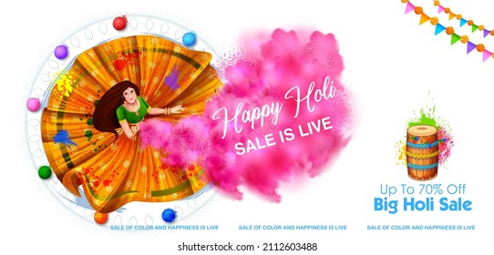 illustration of Happy Holi Background  for Festival of Colors celebration greetings