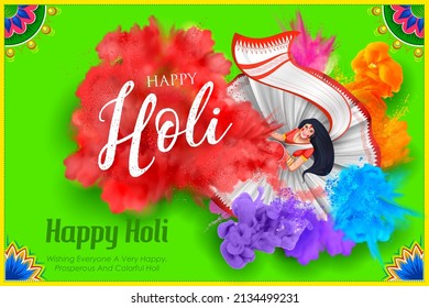 illustration of Happy Holi Background  for Festival of Colors celebration greetings