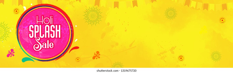 illustration of Happy Holi with colorful background for holi splash sale offer banner, poster, header, card 