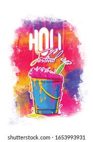 Illustration of Happy holi colorful background for Festival of Colors with holi messages in hindi holi hai 