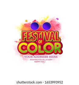 Illustration of Happy holi colorful background for Festival of Colors with holi messages in hindi holi hai 