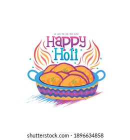 illustration of Happy Holi with colorful background for color festival of India celebration greetings with message in Hindi Holi Hain 