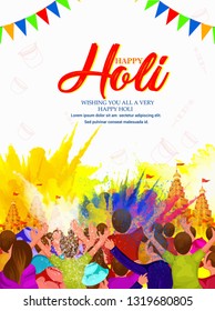 illustration of Happy Holi Festival of Colors with white Background for poster,flyer,card,invitation card ,banner