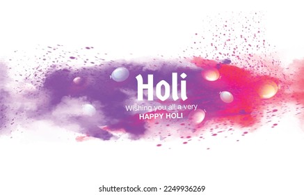 Illustration for Happy Holi festival of Colors.  Multicolor water splash background for flyer, banner etc.