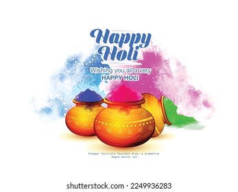 Illustration for Happy Holi festival of Colors.  Multicolor water splash background for flyer, banner etc.