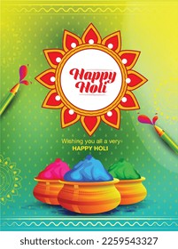 Illustration for Happy Holi festival of Colors. Multicolor water splash background for flyer, banner etc.