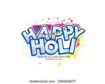 illustration of Happy Holi festival with gula powder abstract colorful background with hindi text holi hai