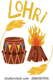 illustration of happy holiday lohri background for punjabi sikh festival, creative greeting
