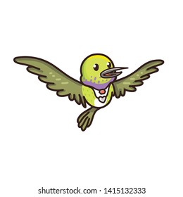 Illustration Happy Hummingbird wearing necklace