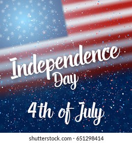 Illustration of Happy Independence Day Vector Poster. 4th of July The Day of Independence USA Flag on Blue Stars Background with Confetti Particle Effect