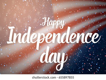 Illustration of Happy Independence Day Vector Poster. 4th of July USA Flag on Blue Stars Background with Confetti Particle Effect