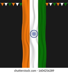 Illustration of Happy India Republic day celebration background with text 26 January and India Flag. Can used for Greeting card, Poster, Banner, Flyer, Social Media. Vector Illustration