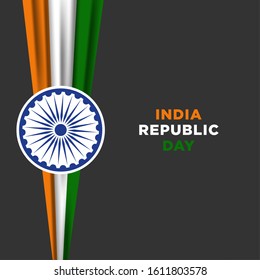 Illustration of Happy India Republic day (26 January) celebration background. Can used for Greeting card, Poster, Banner, Flyer, Social Media. Vector Illustration