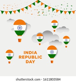 Illustration of Happy India Republic day (26 January) celebration background. Can used for Greeting card, Poster, Banner, Flyer, Social Media. Vector Illustration