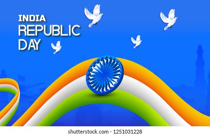 Illustration of Happy Indian Republic day poster, banner, header  (A Republic Day is the name of a holiday in several countries )