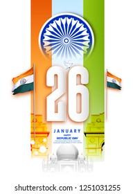 Illustration of Happy Indian Republic day poster, banner, header  (A Republic Day is the name of a holiday in several countries )