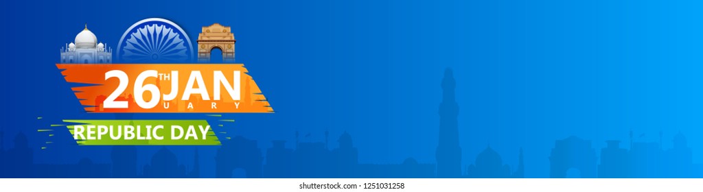 Illustration of Happy Indian Republic day poster, banner, header  (A Republic Day is the name of a holiday in several countries )