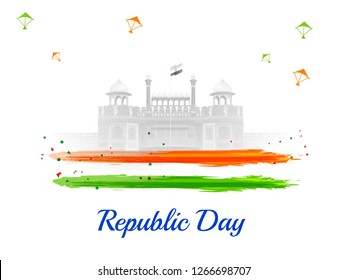 Illustration of Happy Indian Republic day celebration poster or banner background.