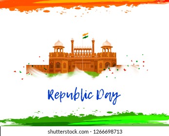 Illustration of Happy Indian Republic day celebration poster or banner background.