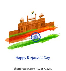 Illustration of Happy Indian Republic day celebration poster or banner background.