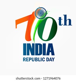 Illustration of Happy Indian Republic day celebration poster or banner background with text 26 January and Indian Flag .