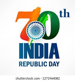 Illustration of Happy Indian Republic day celebration poster or banner background with text 26 January and Indian Flag .