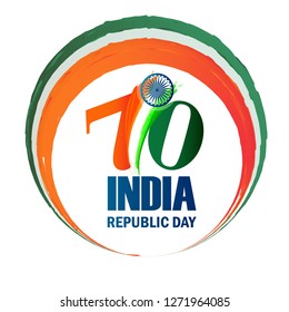 Illustration of Happy Indian Republic day celebration poster or banner background with text 26 January and Indian Flag .