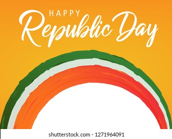 Illustration of Happy Indian Republic day celebration poster or banner background with text 26 January and Indian Flag .