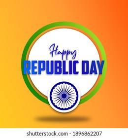Illustration of Happy Indian Republic day celebration poster or banner background with text 26 January and Indian Flag | Illustration of Happy Indian Republic day celebration poster