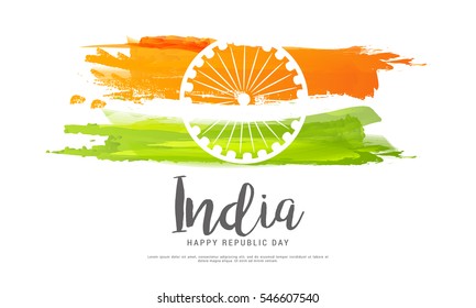 Illustration of Happy Indian Republic day celebration poster or banner background.