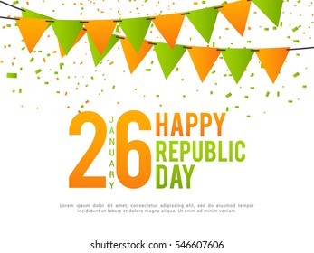 Illustration of Happy Indian Republic day celebration poster or banner background.