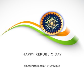 Illustration of Happy Indian Republic day celebration poster or banner background.