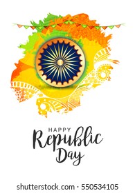 Illustration of Happy Indian Republic day celebration poster or banner background.