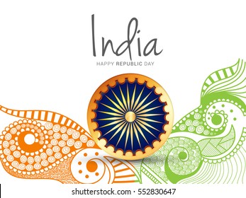 Illustration of Happy Indian Republic day celebration poster or banner background.