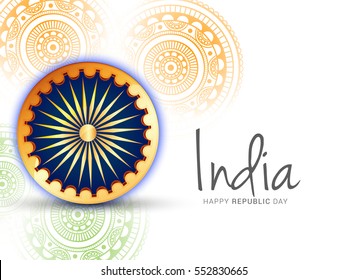 Illustration of Happy Indian Republic day celebration poster or banner background.