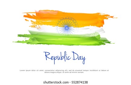 Illustration of Happy Indian Republic day celebration poster or banner background.