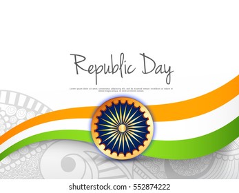 Illustration of Happy Indian Republic day celebration poster or banner background.