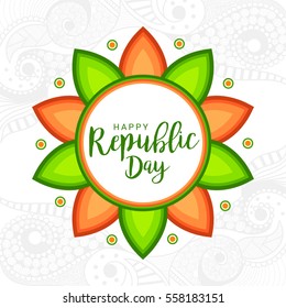 Illustration of Happy Indian Republic day poster or banner background.